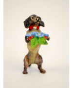 TEMPORARILY OUT OF STOCK <BR><BR>  Vienna Bronze 'Dachshund with Flowers' 