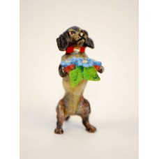 TEMPORARILY OUT OF STOCK <BR><BR>  Vienna Bronze 'Dachshund with Flowers' 