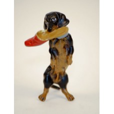 Vienna Bronze Dachshund Eating a Shoe Miniature Figure 