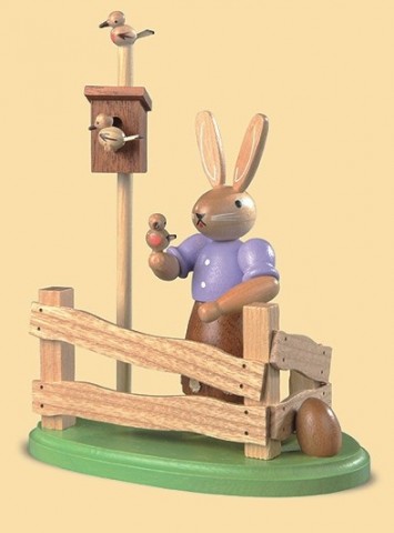 Mueller Easter Bunny Visiting Her Birdhouse