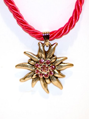 Pink Edelweiss Swarovski Necklace 