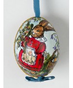 Peter Priess of Salzburg Hand Painted Easter Egg Bunny with Flowers