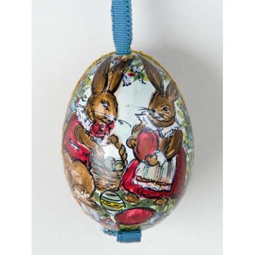 EASTER EGG PETER PRIESS SPRING EGG; BUNNY IN HOT AIR BALLOON; PURPLE 
