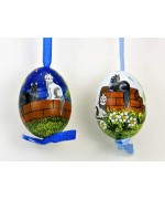 Peter Priess of Salzburg Hand Painted Easter Egg Pair of Cats