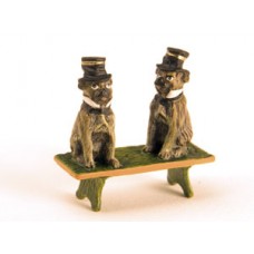 Vienna Bronze 'Pugs on a bench'  Miniature Figure 