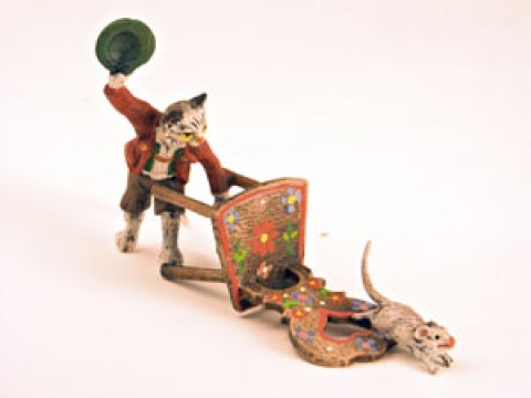 Vienna Bronze Cat Chair Mouse Miniature Figure 