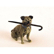 Vienna Bronze Pug with Cane in Mouth Miniature Figure - TEMPORARILY OUT OF STOCK