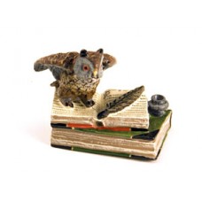 Vienna Bronze Owl on Book with Ink Pot Miniature Figure - TEMPORARILY OUT OF STOCK