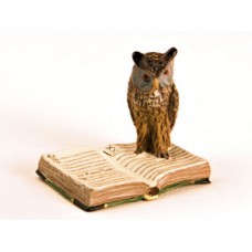 Vienna Bronze Owl on Book  Miniature Figure 