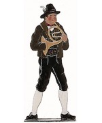Bavarian Horn Musician' Standing Pewter Wilhelm Schweizer 