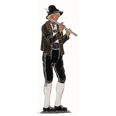 Bavarian Flautist Musician' Standing Pewter Wilhelm Schweizer 