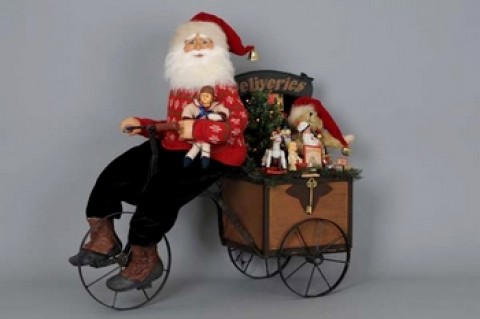 TEMPORARILY OUT OF STOCK Karen Didion  Lighted Delivery Trike Santa Claus 