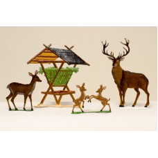 TEMPORARILY OUT OF STOCK - Feeding Station with Deer 4 Piece Set Wilhelm Schweizer 