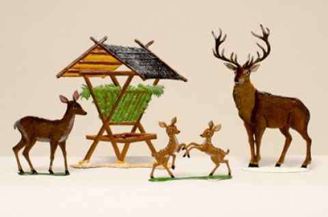 TEMPORARILY OUT OF STOCK - Feeding Station with Deer 4 Piece Set Wilhelm Schweizer 
