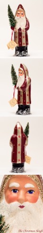 TEMPORARILY OUT OF STOCK <BR><BR> Ino Schaller Paper Machee Santa  'Red & Gold Stripes' 