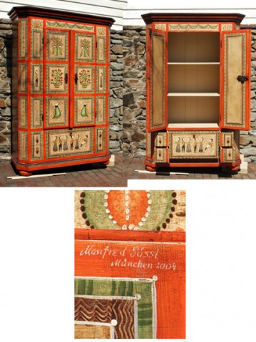 Handcrafted German Wooden Cabinet 