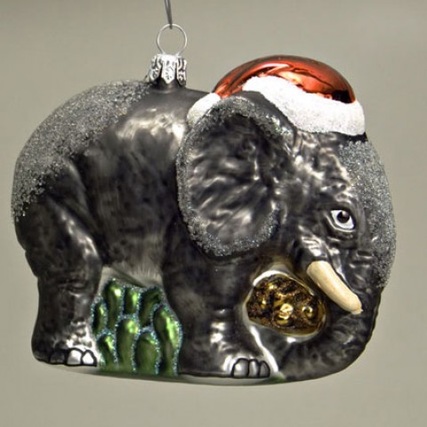 Mouth Blown Glass Ornament 'Elephant' 