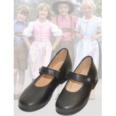 dirndl + bua Girl's Black Kidskin Mary Jane