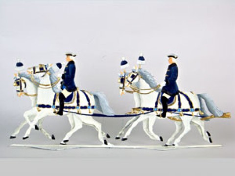 King  Ludwig II Horses Schlittenfahrt Standing Pewter Wilhelm Schweizer 