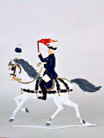 King Ludwig II Schlittenfahrt Horseman with Torch Standing Pewter Wilhelm Schweizer