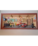 German wooden 3D-picture box-Diorama Harley-Davidson Motorcycle Shop Painted - FD