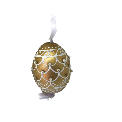 MOUTH BLOWN GLASS EASTER EGG FROM GERMANY BY MAROLIN MANUFAKTUR GOLD 