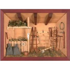 German wooden 3D-picture box-Diorama Farmer Shed Painted