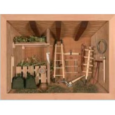 German wooden 3D-picture box-Diorama Farmer Shed Painted 