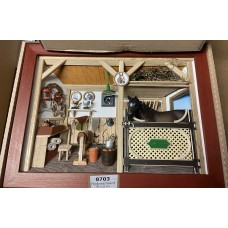 German wooden 3D-picture box-Diorama Horse Stable - Pferdestall