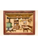 German wooden 3D-picture box-Diorama Painted 