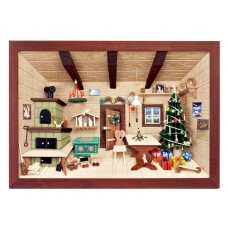 German wooden 3D Picture Box Diorama Christmas Farm Kitchen Painted - TEMPORARILY OUT OF STOCK