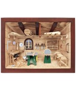 German wooden 3D-picture box-Diorama Carpenter Shop Painted