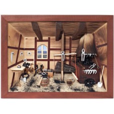 German wooden 3D-picture box-Diorama Blacksmith - Schmied Painted  