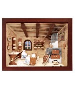 German wooden 3D-picture box-Diorama Bakery Shop Painted 