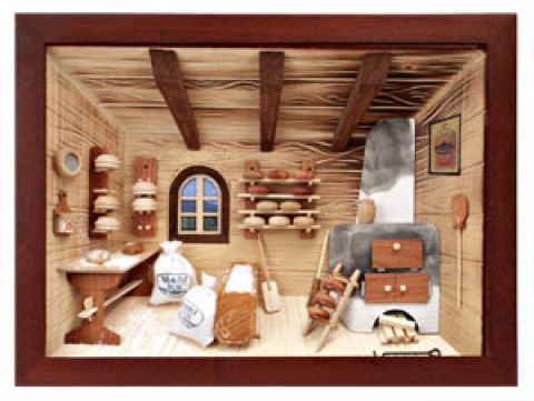 German wooden 3D-picture box-Diorama Bakery Shop Painted 
