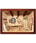 German wooden 3D-picture box-Diorama Roofer Workshop Painted 