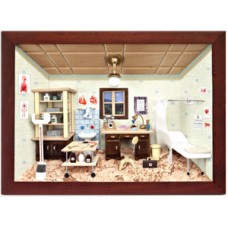 German wooden 3D-picture box-Diorama Doctor's Office Painted 