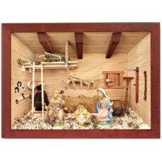 German wooden 3D-picture box-Diorama Nativity Painted - TEMPORARILY OUT OF STOCK