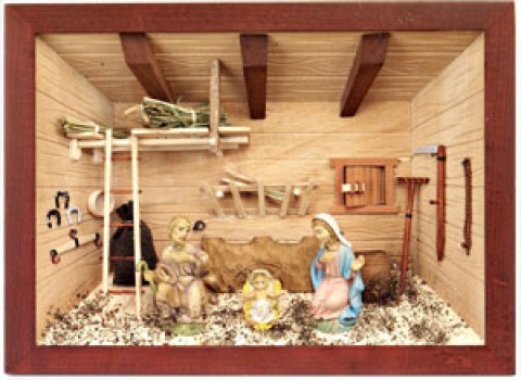 German wooden 3D-picture box-Diorama Nativity Painted - TEMPORARILY OUT OF STOCK