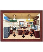 German wooden 3D-picture box-Diorama Office Painted 