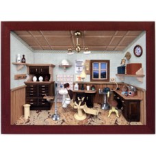 German wooden 3D-picture box-Diorama Dentist Office Painted 