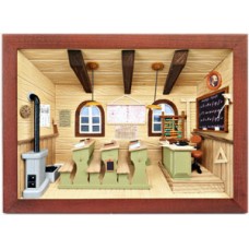 German wooden 3D-picture box-Diorama School Room - Klassenzimmer Painted - TEMPORARILY OUT OF STOCK