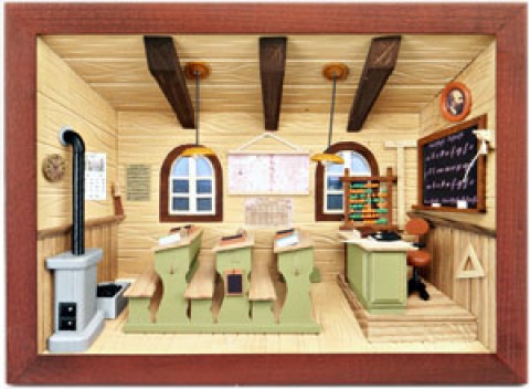 German wooden 3D-picture box-Diorama School Room - Klassenzimmer Painted - TEMPORARILY OUT OF STOCK