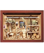 German wooden 3D-picture box-Diorama Basket Weaver Shop Painted 