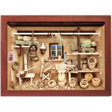 German wooden 3D-picture box-Diorama Basket Weaver Shop Painted - TEMPORARILY OUT OF STOCK