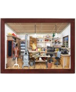 German wooden 3D-picture box-Diorama Tailor - Schneiderei Pain