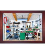 German wooden 3D-picture box-Diorama Electrician - Elektriker Painted -Workshop 