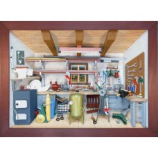 German wooden 3D-picture box-Diorama Heating - Plumbing Heizung - SanitÃ