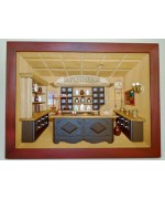 German wooden 3D-picture box-Diorama Pharmacy Painted 