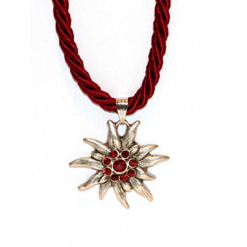 Dark Red Edelweiss Swarovski Necklace